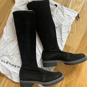 Clergerie Road Black Suede Stretch Boots Size: 36.5 (US Women's 6)